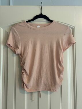 Old Navy Women’s Short Sleeve Ruched Side Top - Light Blush Pink